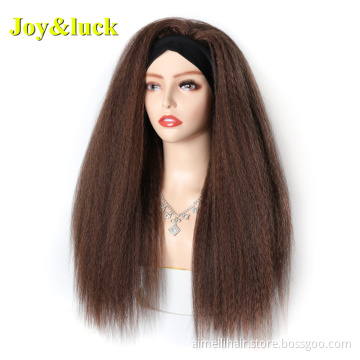 Wholesale Prices Wig For Women Daily Life 26 inches Long Natural Straight Brown Color High Temperature Synthetic Headband Wigs